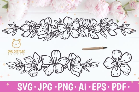 Cherry Blossom Decorative Border: Graphics for Crafts and Creative Design
