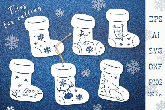 Christmas Felt Boots with Characters.SVG: A Graphics and Crafts Asset