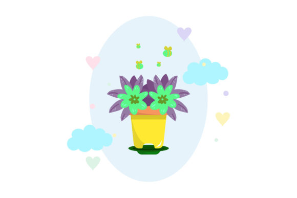 Flower Decorative in Oval Cloud: Graphics & Icons