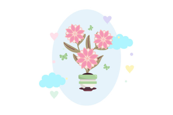 Flower Pot Decorative Oval Cloud: Graphics & Icons for Branding