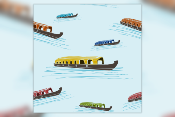 Semi-Oblique Keralan Houseboat Pattern for Graphics and Patterns