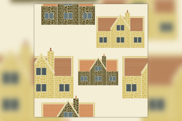 Side View English House Seamless Pattern