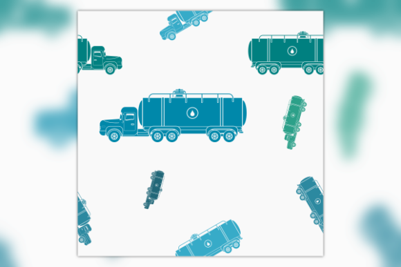 Side View Water Trucks Seamless Pattern