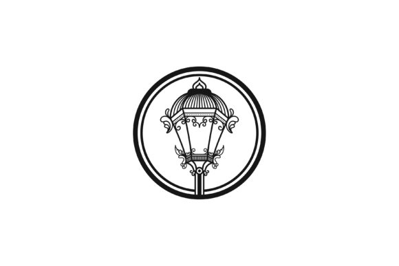 Vintage Lamp Logo Black Graphics & Icons